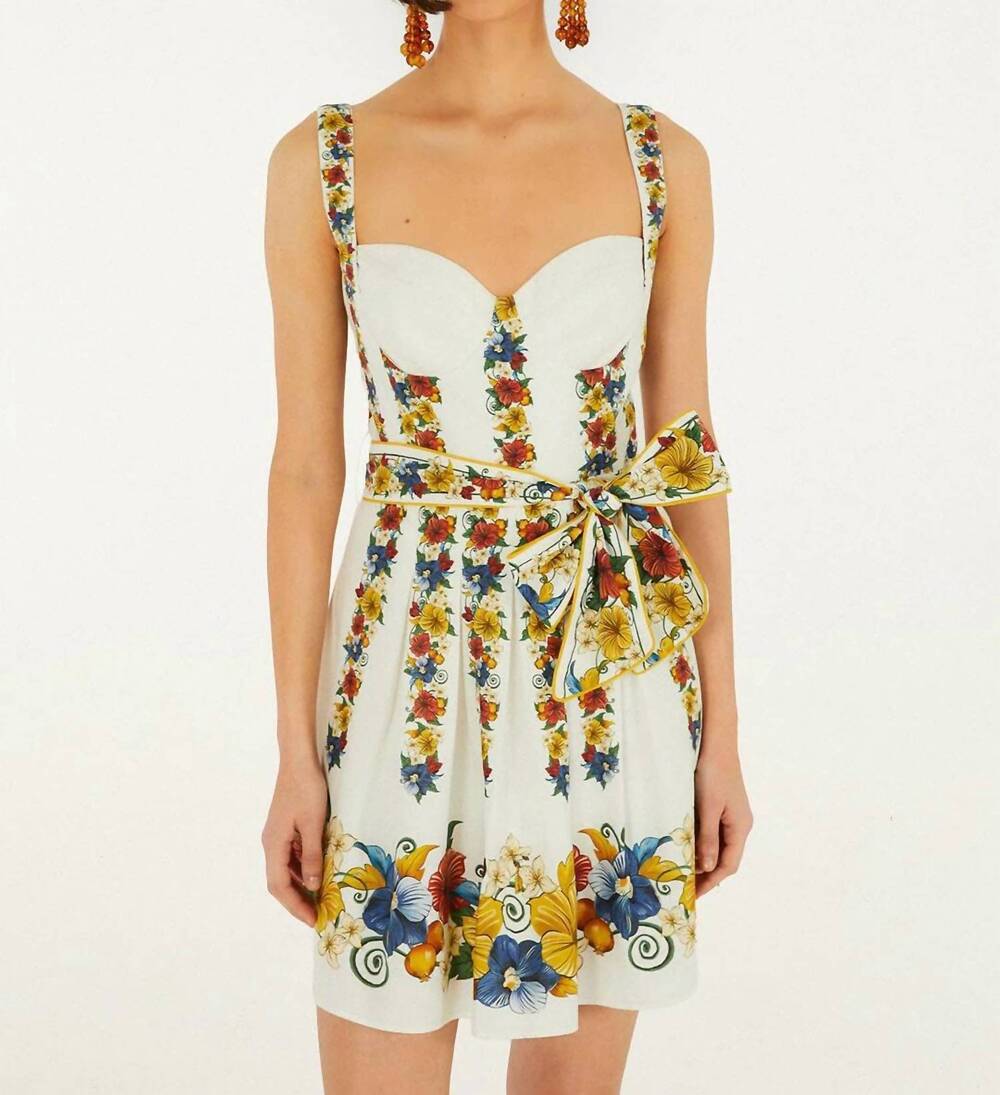 NEW FARM RIO tropi belted mini dress in off-white